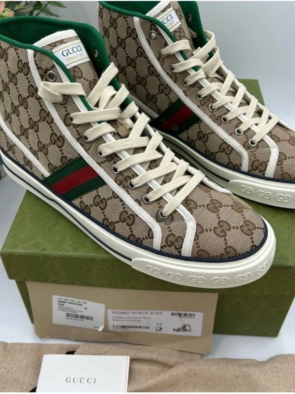 Gucci 1977 tennis high top sneakers size 12.5 made in Italy